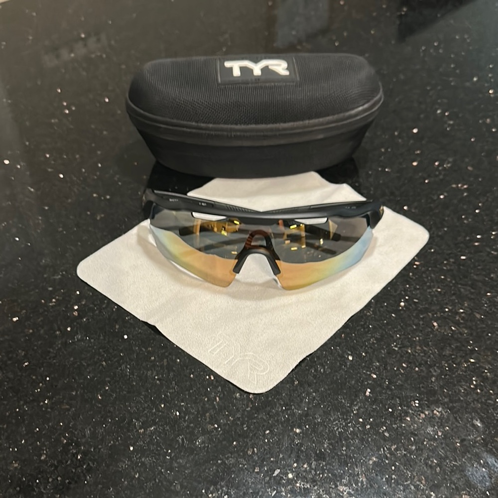 TYR Black Sunglasses with Gold Accents